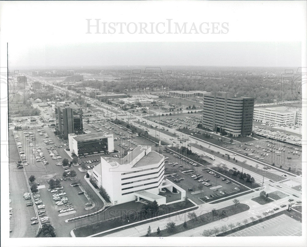 1990 Troy, Michigan Business District Aerial View Press Photo - Historic Images