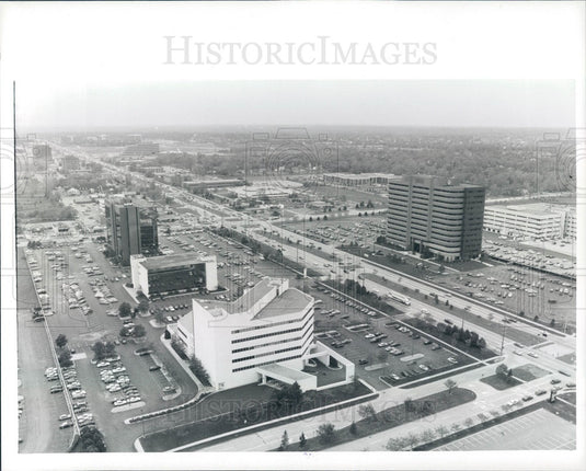1990 Troy, Michigan Business District Aerial View Press Photo - Historic Images