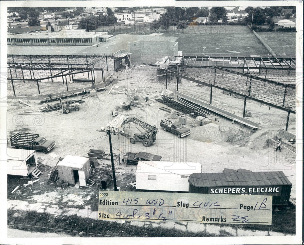 1974 Roseville, Michigan Civic Center Construction Press Photo - Historic Images