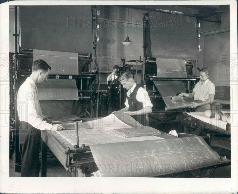 1934 Detroit, Michigan Automotive Blueprints Being Made Press Photo - Historic Images