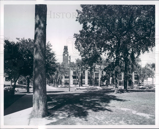 1964 Michigan, University of Detroit Clock Tower, Engineering Bldg Press Photo - Historic Images