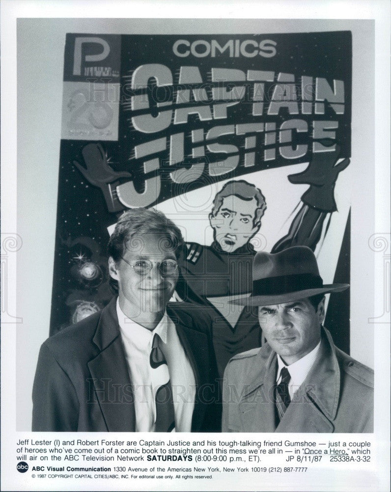 1987 Actors Jeff Lester &amp; Robert Forster TV Show Once A Hero Press Photo - Historic Images