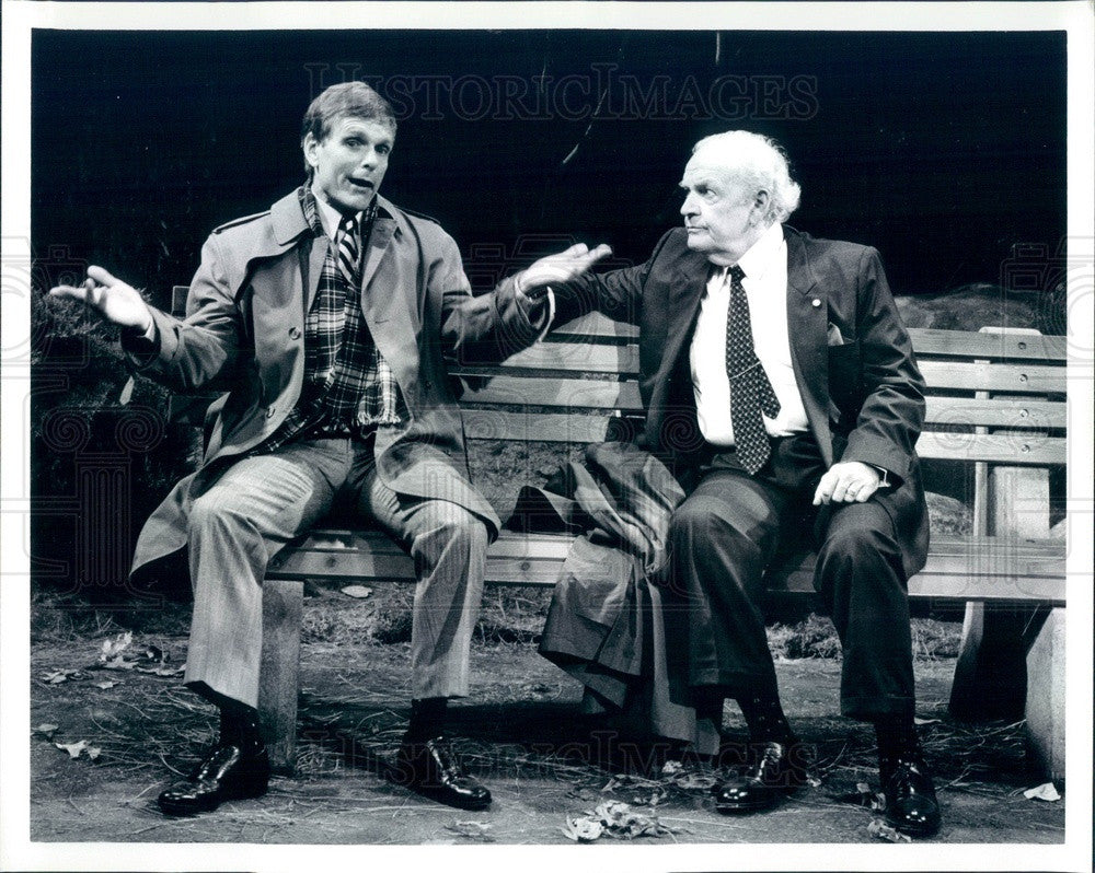 1989 Actors Keir Dullea &amp; Leon Stevens in Play A Walk in the Woods Press Photo - Historic Images