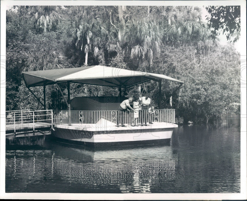1964 Homosassa Springs, FL Floating Observatory on Homosassa River Press Photo - Historic Images