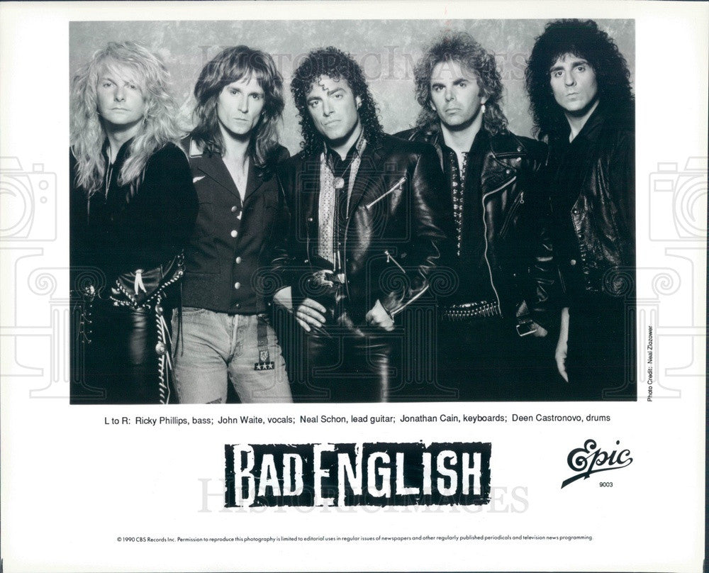 1990 American/British Hard Rock Band Supergroup Bad English Press Photo - Historic Images