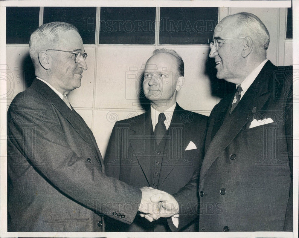 1947 President Truman, Baptist World Alliance Pres Oscar Johnson Press Photo - Historic Images