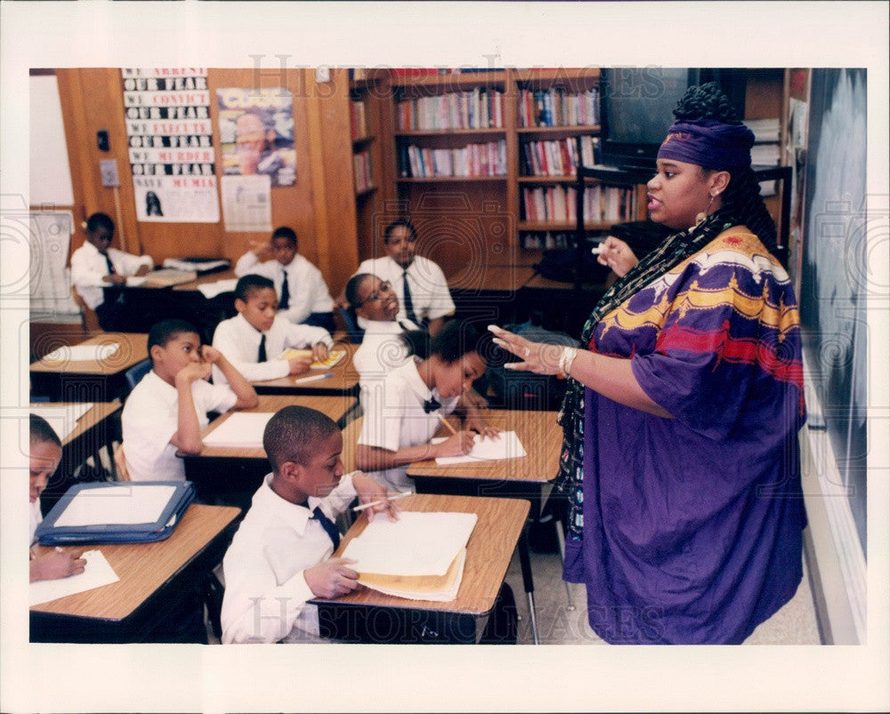 1996 Detroit, Michigan Malcolm X Academy, Mama Nefertari Press Photo - Historic Images