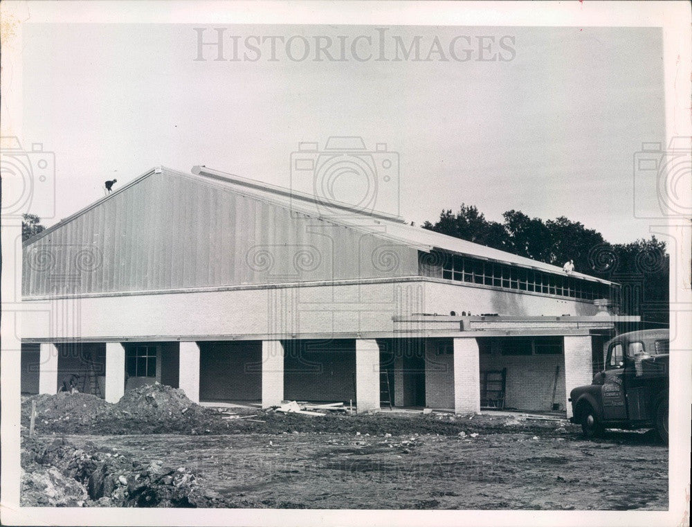 1960 Brooksville, FL Hernando High School Gymnatorium Construction Press Photo - Historic Images