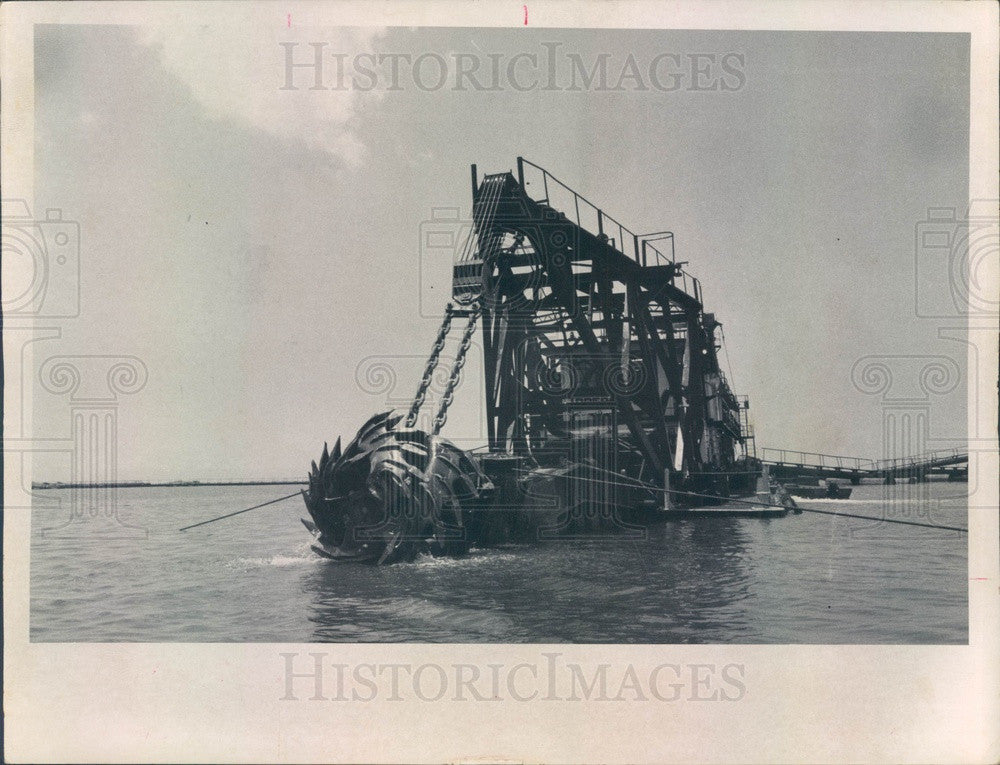 1968 Bradenton, Florida Port Manatee, Dredge at Piney Point Press Photo - Historic Images