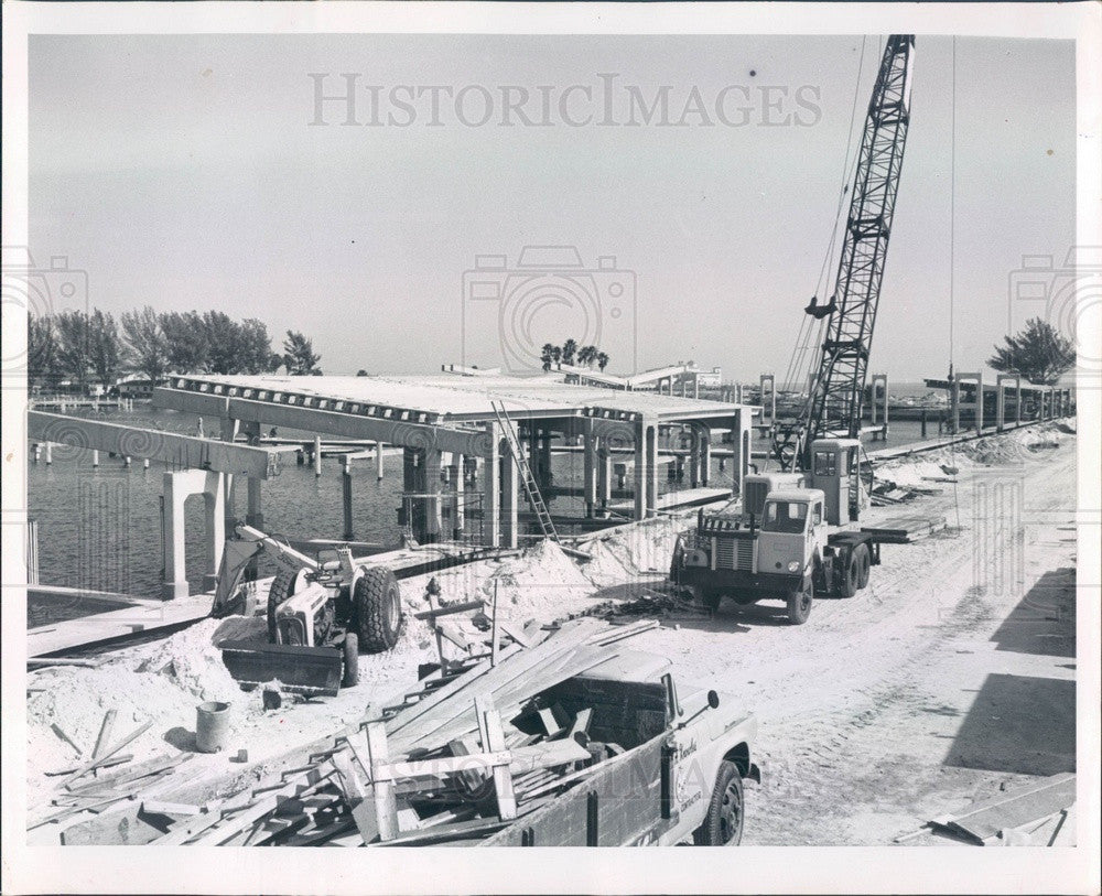 1963 St. Petersburg Florida Central Yacht Basin Marina Construction Press Photo - Historic Images