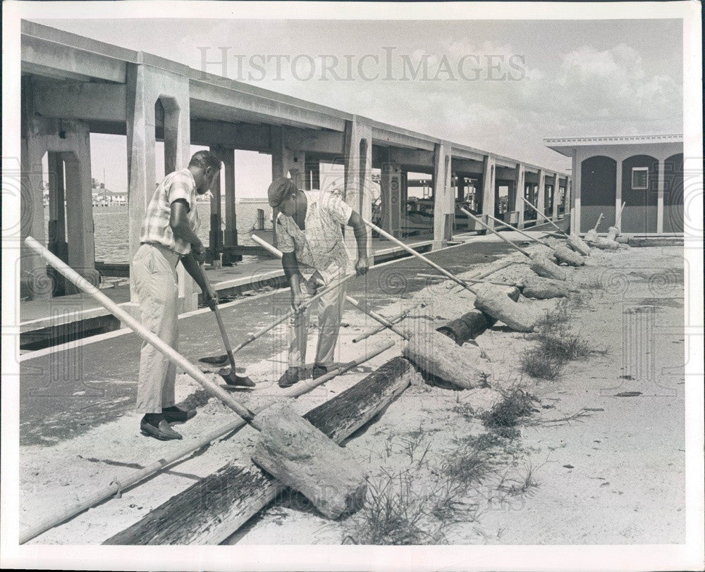 1963 St. Petersburg Florida South Mole Marina Fence Construction Press Photo - Historic Images