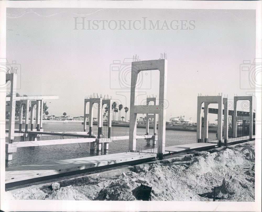 1963 St. Petersburg Florida Central Yacht Basin Marina Construction Press Photo - Historic Images