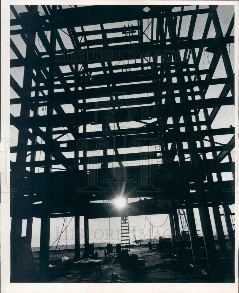 1970 St Petersburg, Florida Municipal Pier Construction Site Press Photo - Historic Images