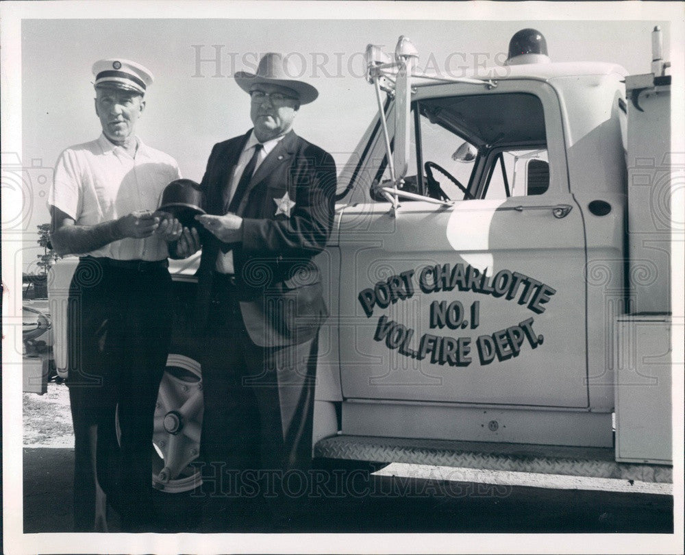 1966 Port Charlotte, FL Fire Chief Kurt Landgrebe &amp; Sheriff Richard Press Photo - Historic Images