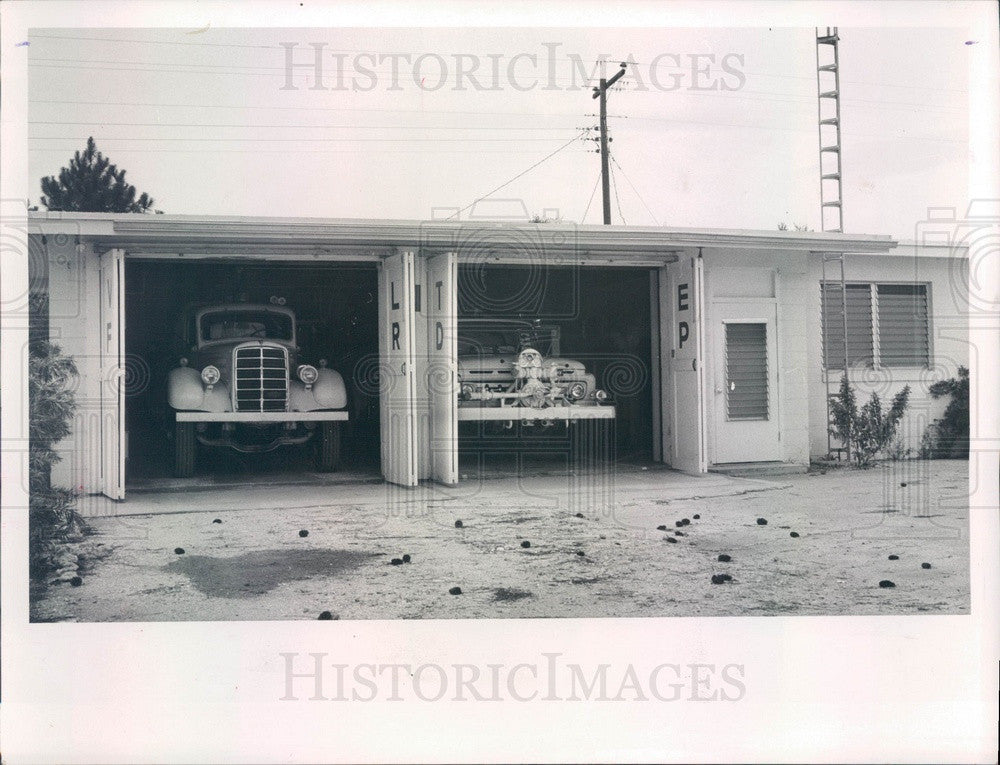 1964 Port Charlotte, Florida Fire Station &amp; Equipment Press Photo - Historic Images