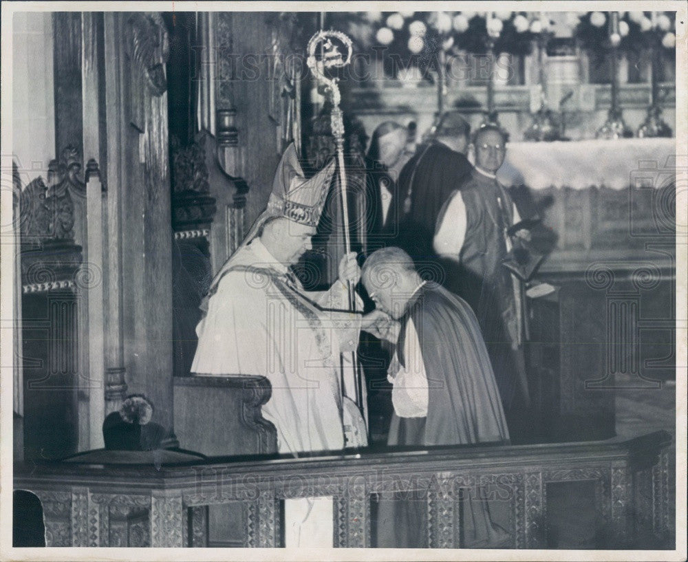 1959 Detroit, Michigan Archbishop John Cardinal Dearden Installation Press Photo - Historic Images