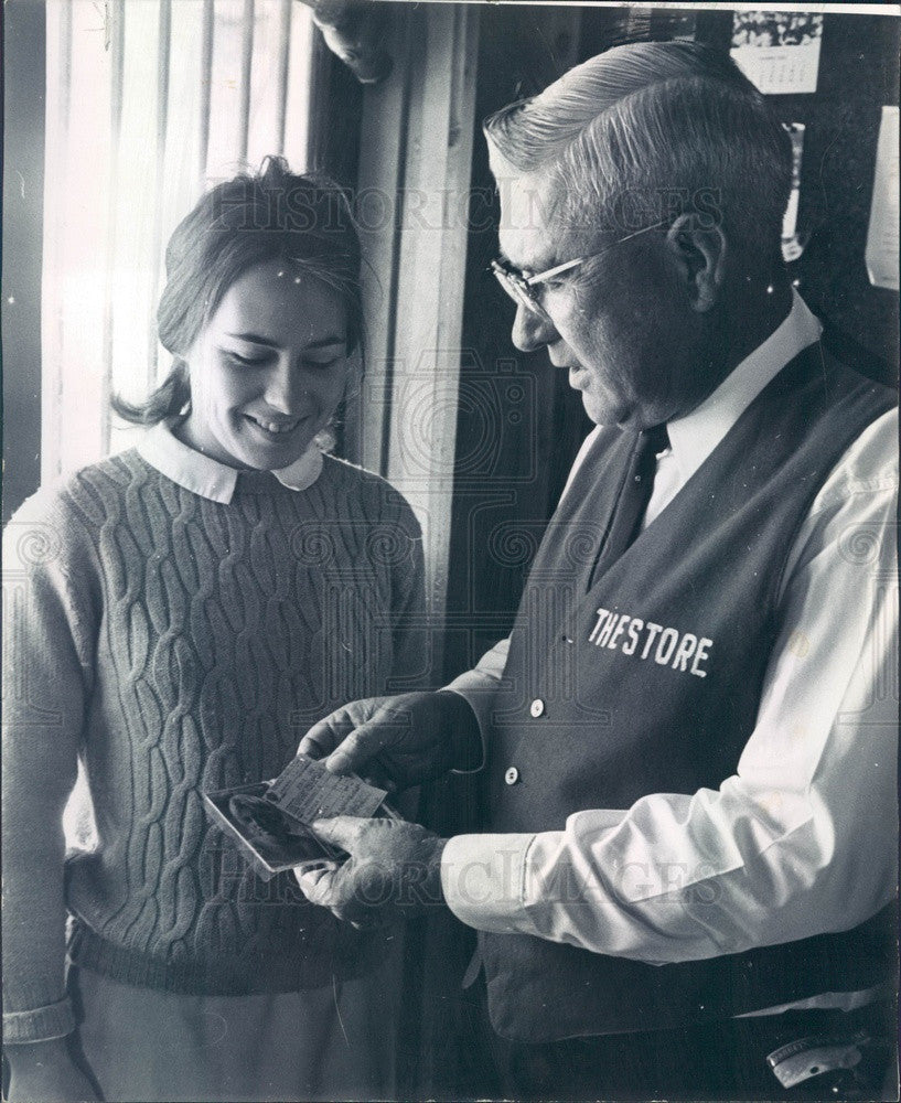 1967 Aurora, Colorado Police Chief Spencer Garrett & Kathy Mack Press Photo - Historic Images