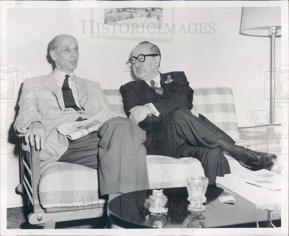 1957 NY Metropolitan Opera GM Rudolf Bing &amp; Harry Zelzer, Chicago Press Photo - Historic Images