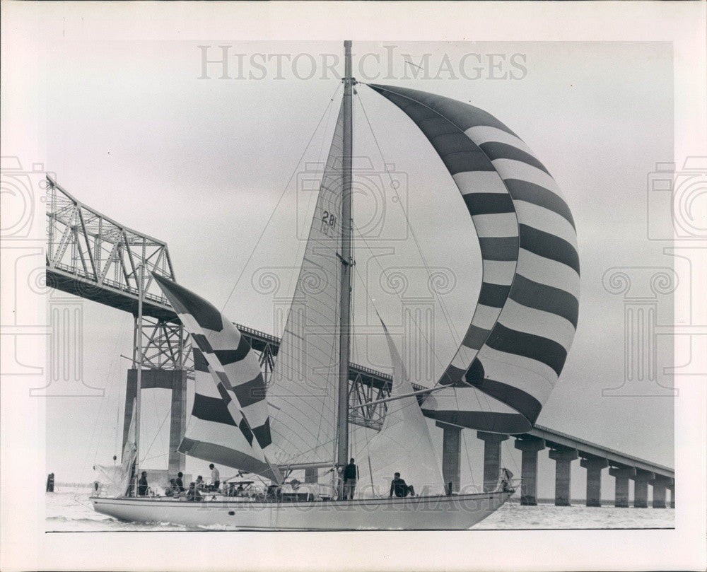 1964 St Petersburg, Florida Boat Ondine Passing Under Skyway Bridge Press Photo - Historic Images