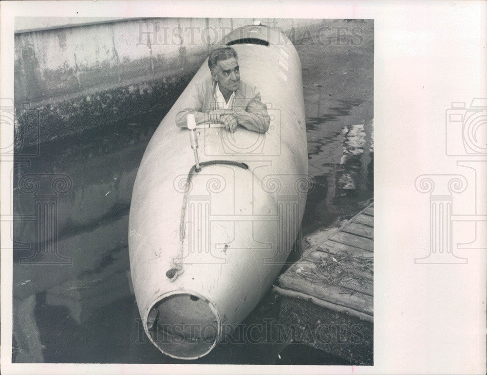 1968 Clearwater FL George Morin &amp; Boat Built From Surplus Jet Bomber Press Photo - Historic Images