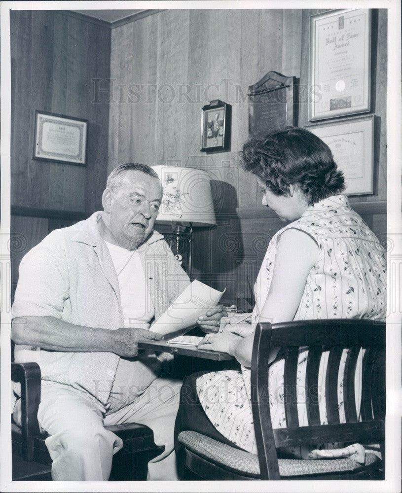 1957 Detroit, MI Auto Racer Thomas Milton & Mrs. Ligeski, Secretary Press Photo - Historic Images