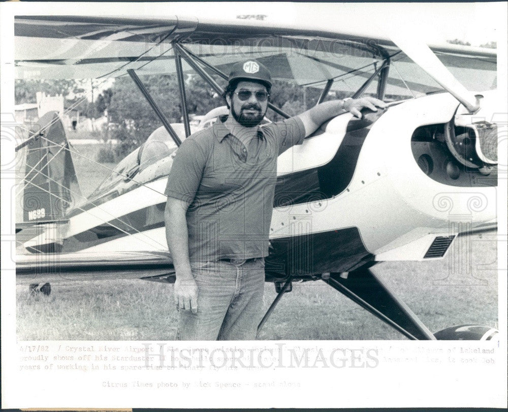 1982 Crystal River, Florida Starduster Home-Built Sport Bi-Plane Press Photo - Historic Images