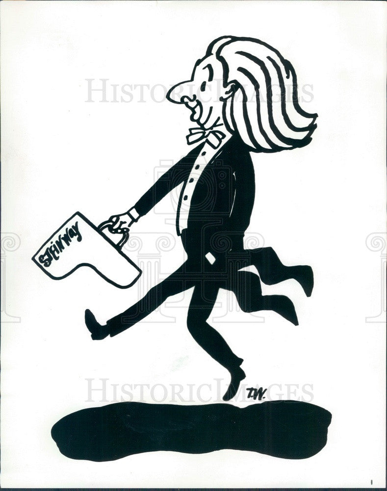 1970 Pianist &amp; Comedian Victor Borge Caricature Press Photo - Historic Images