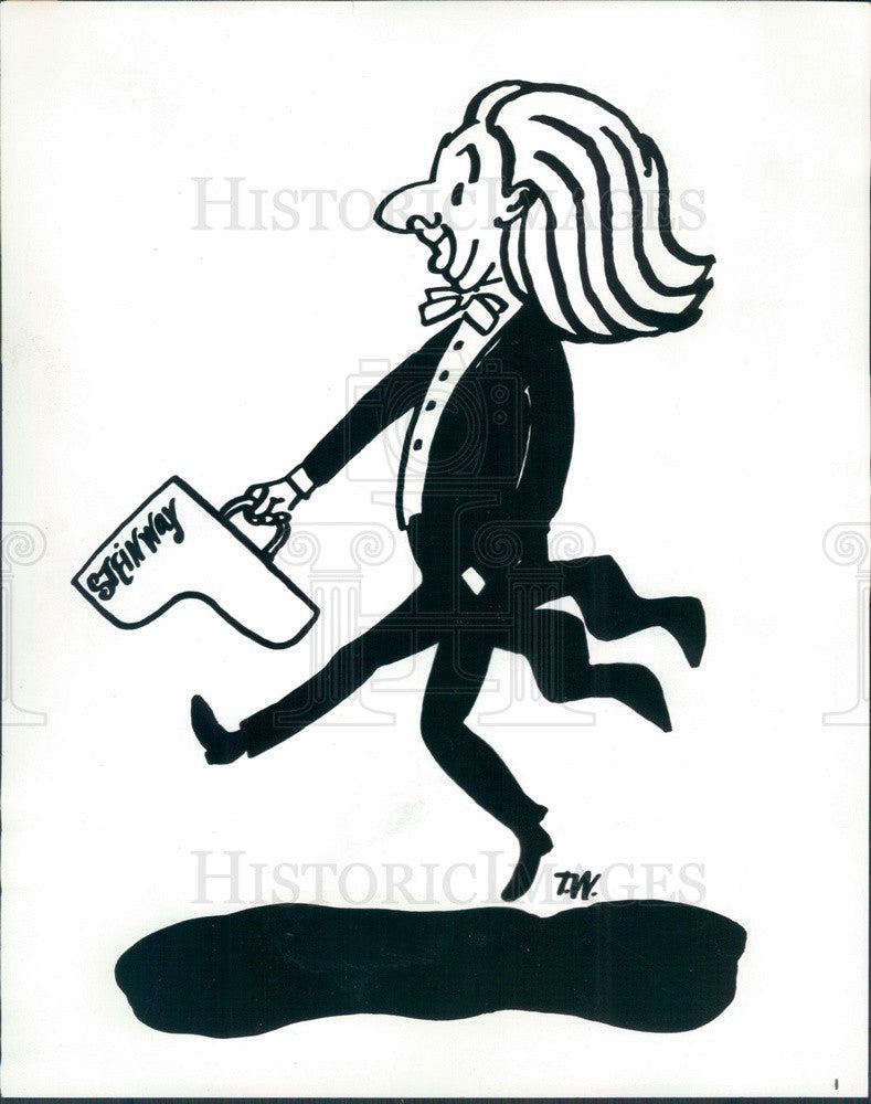 1970 Pianist & Comedian Victor Borge Caricature Press Photo - Historic Images