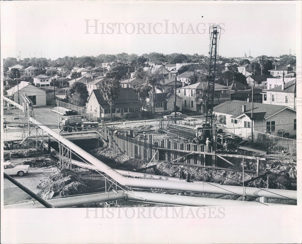 1966 St Petersburg, Florida Third Ave S Bridge Repair After Flooding Press Photo - Historic Images