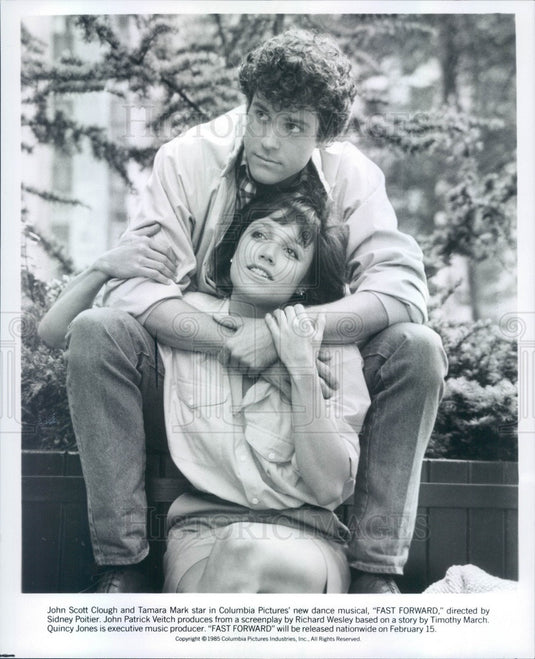 1985 Actors John Scott Cloguh & Tamera Mark in Fast Forward Press Photo - Historic Images