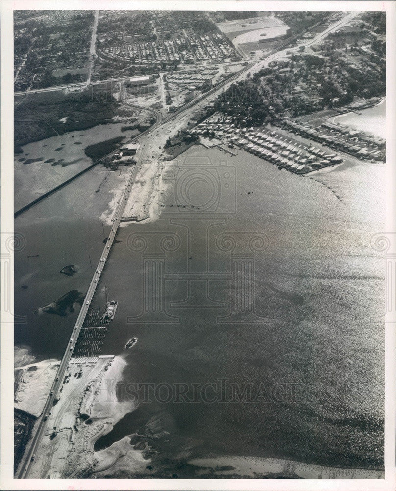 1966 St Petersburg, FL Seminole Bridge Construction Aerial View Press Photo - Historic Images