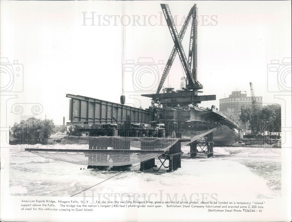 1964 Niagara Falls, New York American Rapids Bridge Construction Press Photo - Historic Images