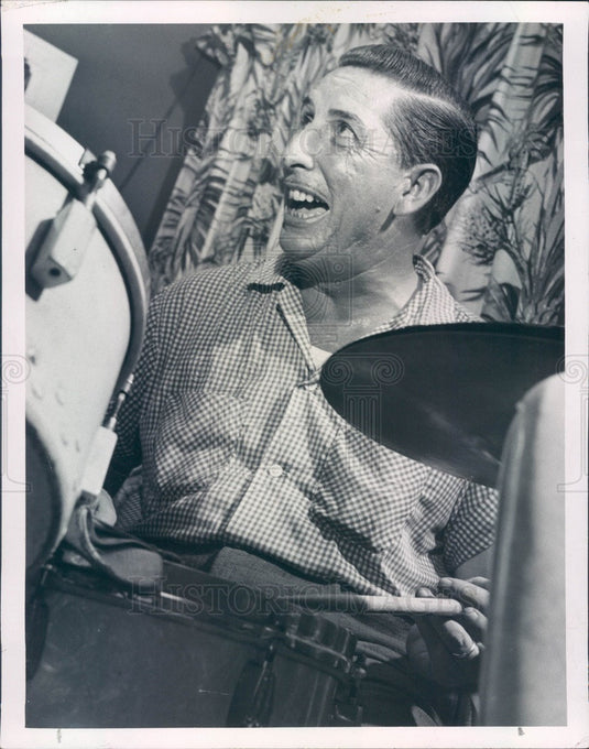 1956 St Petersburg, Florida Dixieland Band Drummer Ted Starkey Press Photo - Historic Images