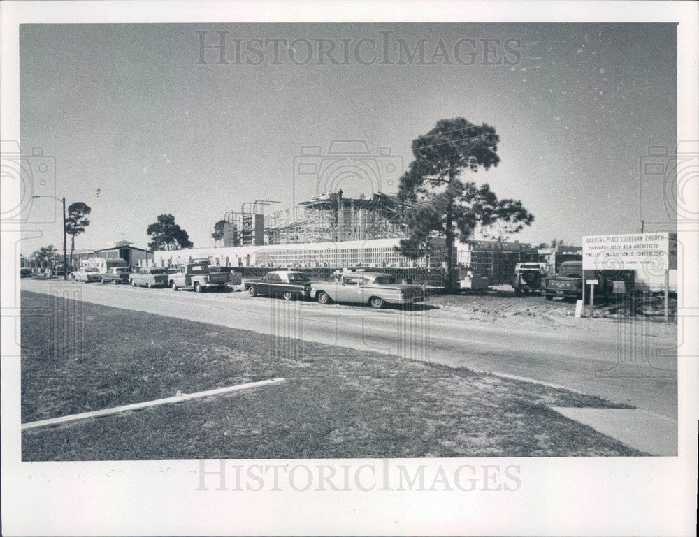 1967 St Petersburg, FL Garden of Peace Lutheran Church Construction Press Photo - Historic Images