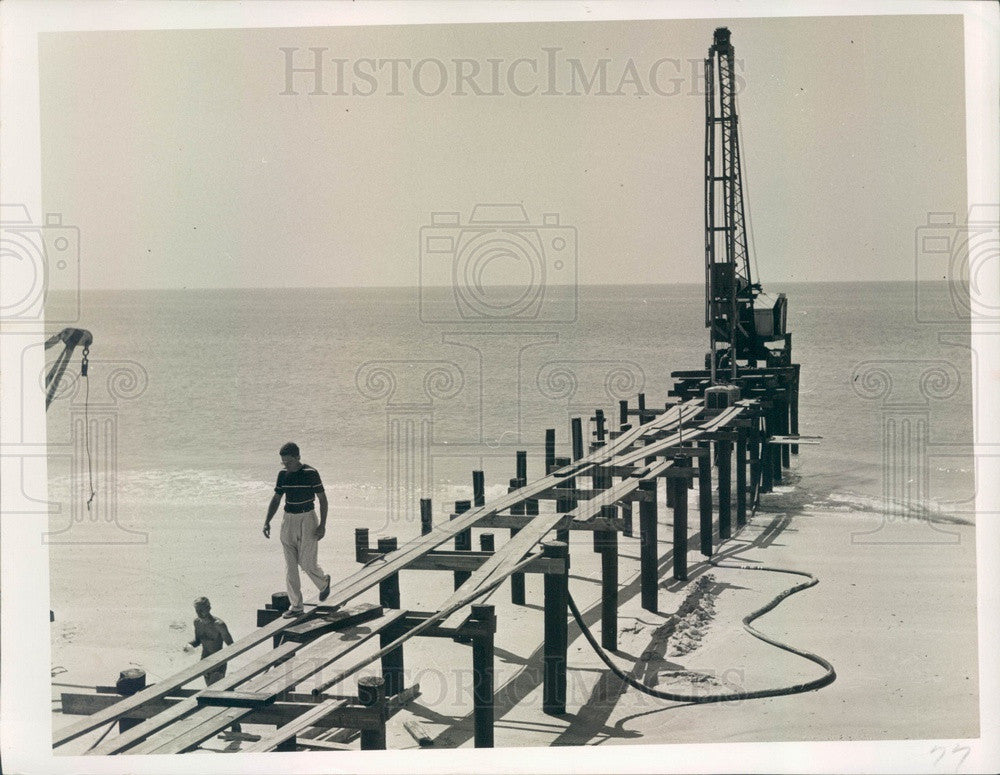 1951 St Petersburg, Florida La Playa Pier Construction Press Photo - Historic Images