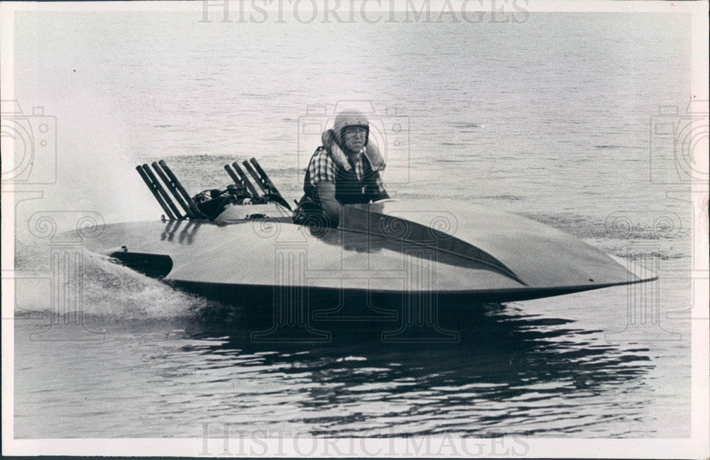 1964 St Petersburg, Florida Hydroplane Boat & Owner Virgil Elder Press Photo - Historic Images