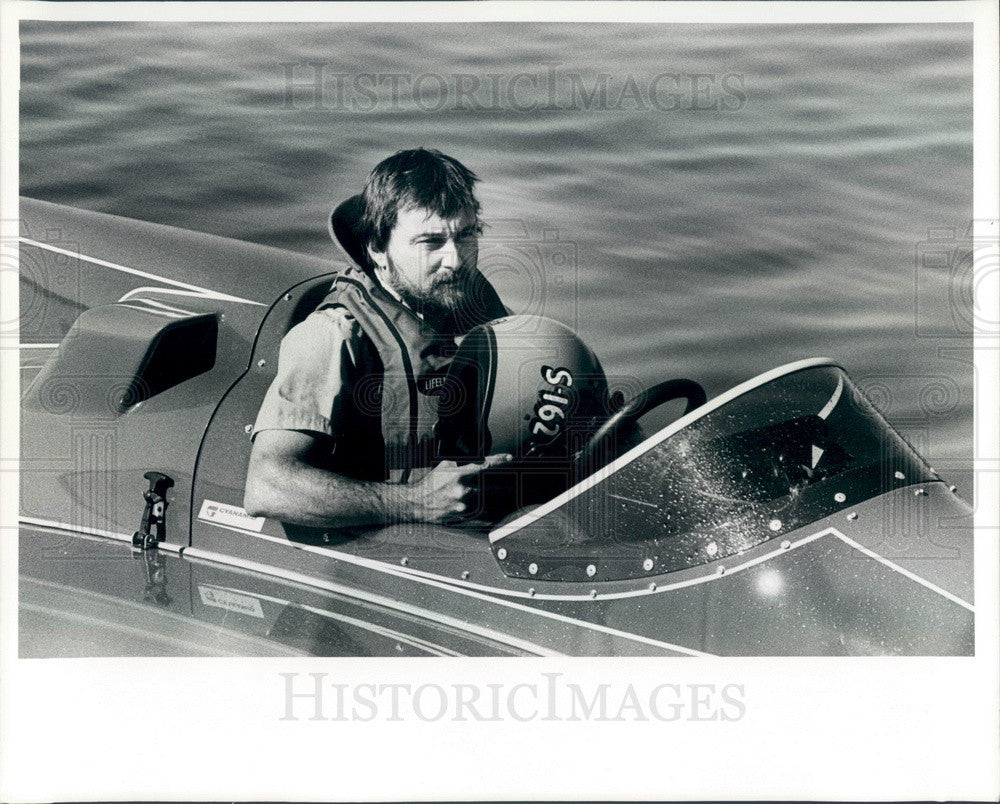 1986 St Petersburg, Florida Hydroplane Boat & Driver Bob Hudgins Press Photo - Historic Images