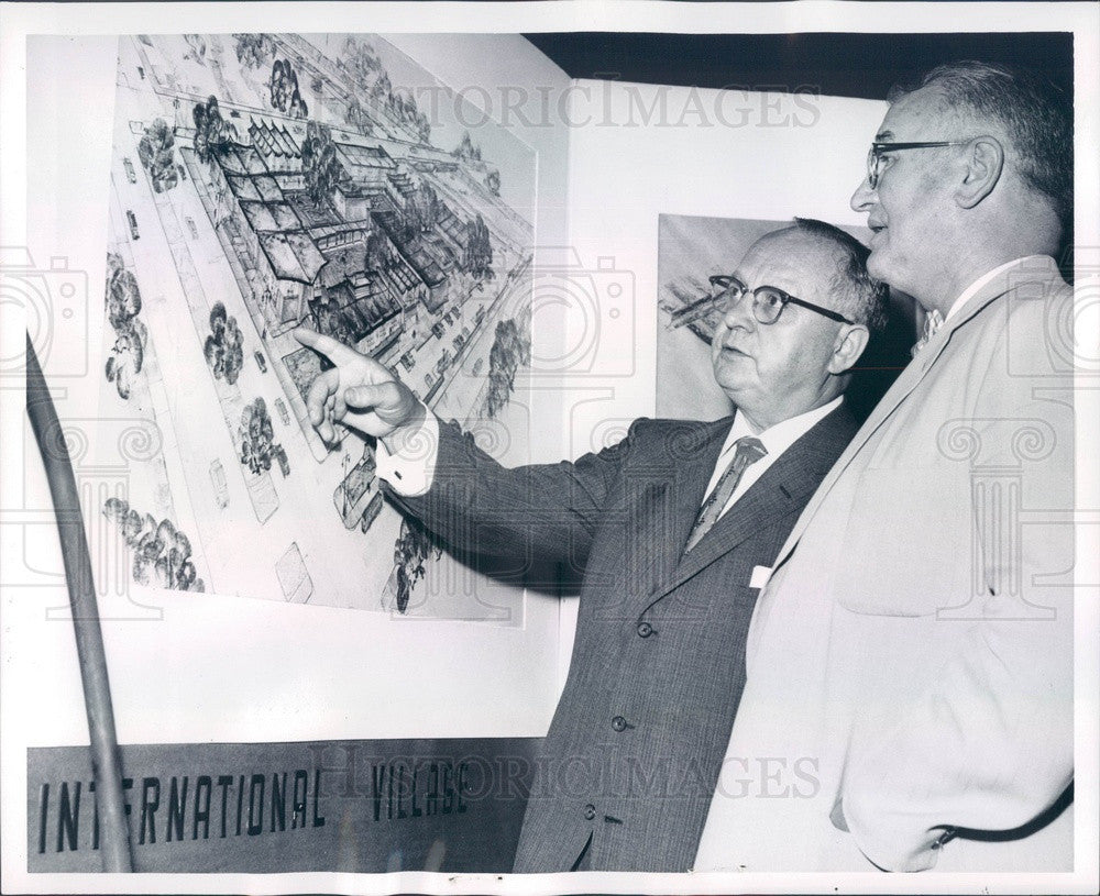 1960 Detroit, MI International Village Plans, Mayor Louis Miriani Press Photo - Historic Images