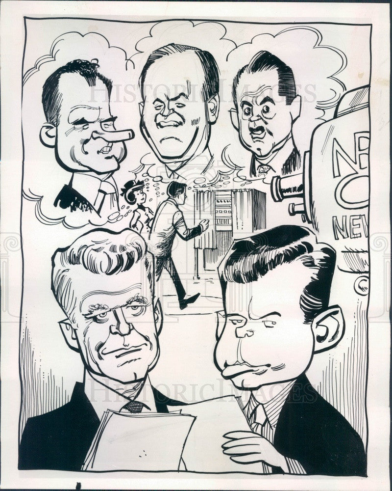 1968 NBC News Anchormen Chet Huntley &amp; David Brinkley Caricatures Press Photo - Historic Images