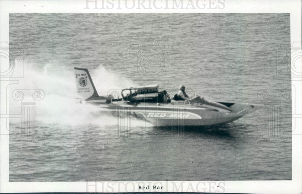 1974 St Petersburg, Florida Hydroplane Boat Red Man Press Photo - Historic Images