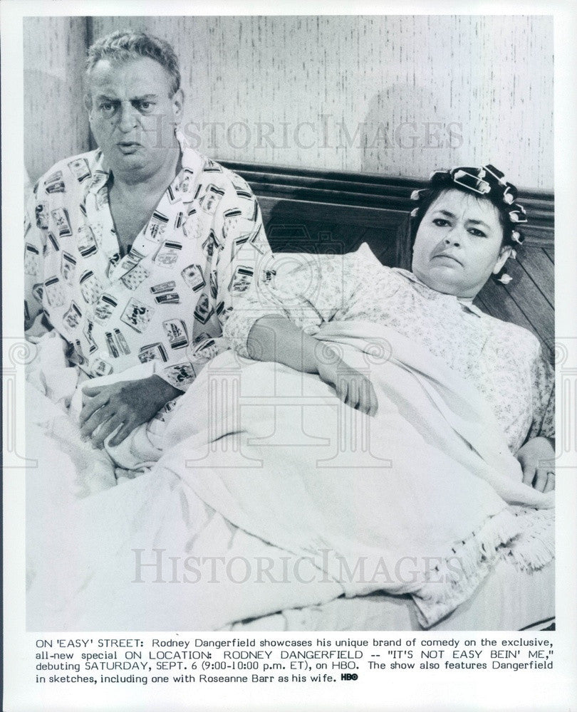 1987 Hollywood Actors Rodney Dangerfield &amp; Roseanne Barr Press Photo - Historic Images