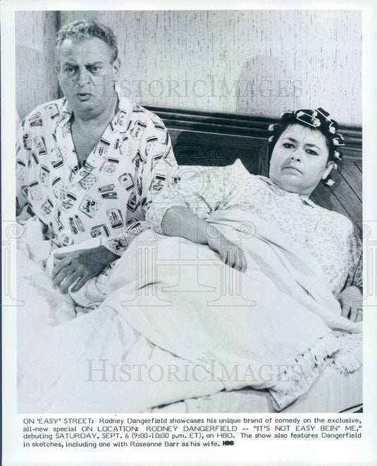 1987 Hollywood Actors Rodney Dangerfield & Roseanne Barr Press Photo - Historic Images