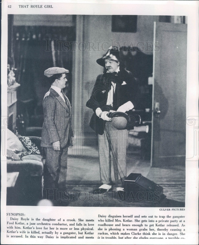 1971 Comedian/Actor W.C. Fields in The Royle Girl Press Photo - Historic Images