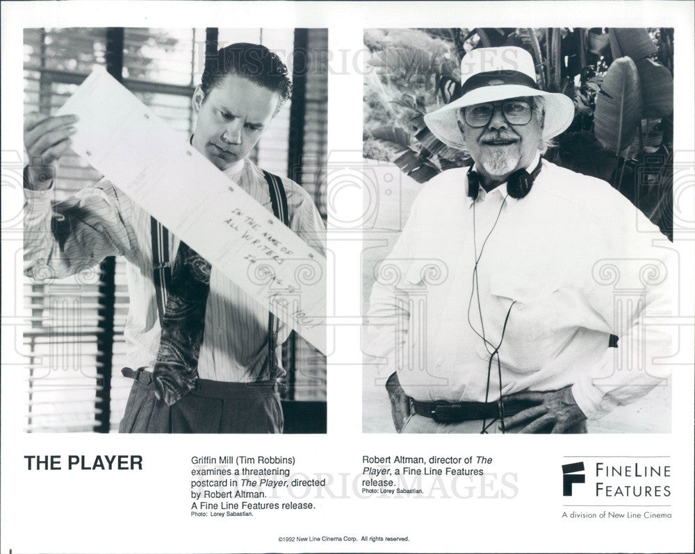 1992 Hollywood Film Director Robert Altman &amp; Actor Tim Robbins Press Photo - Historic Images