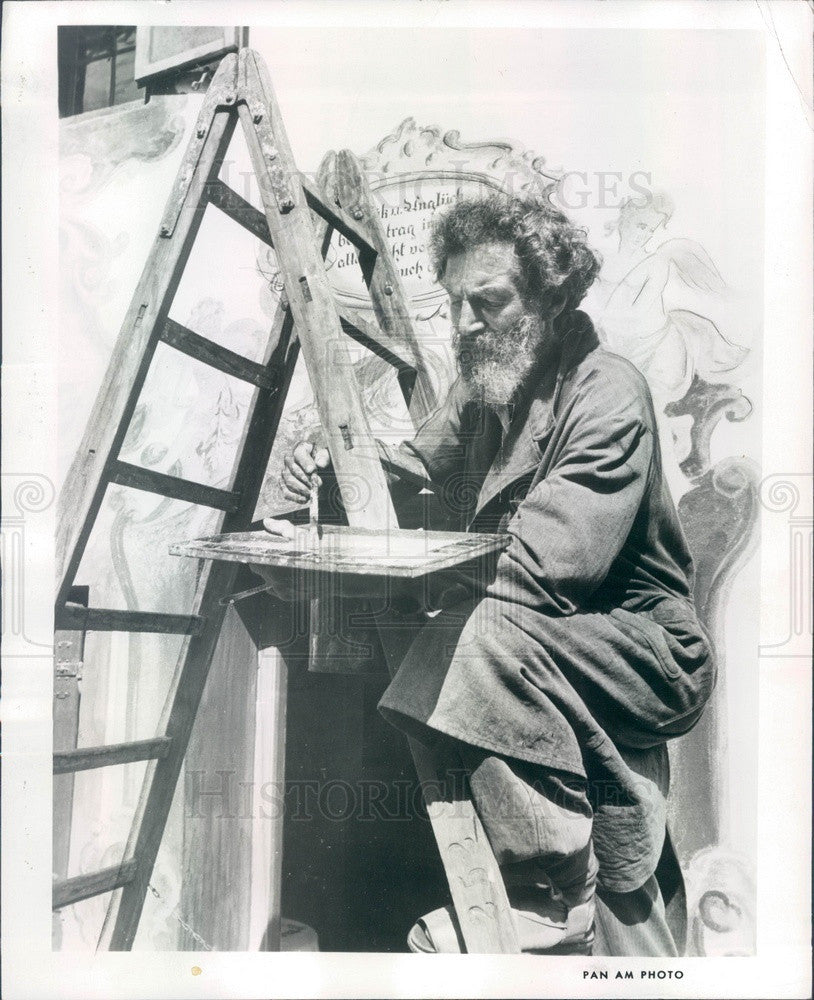 1960 Oberammergau, Bavaria Master Painter Touching Up Fesco Press Photo - Historic Images