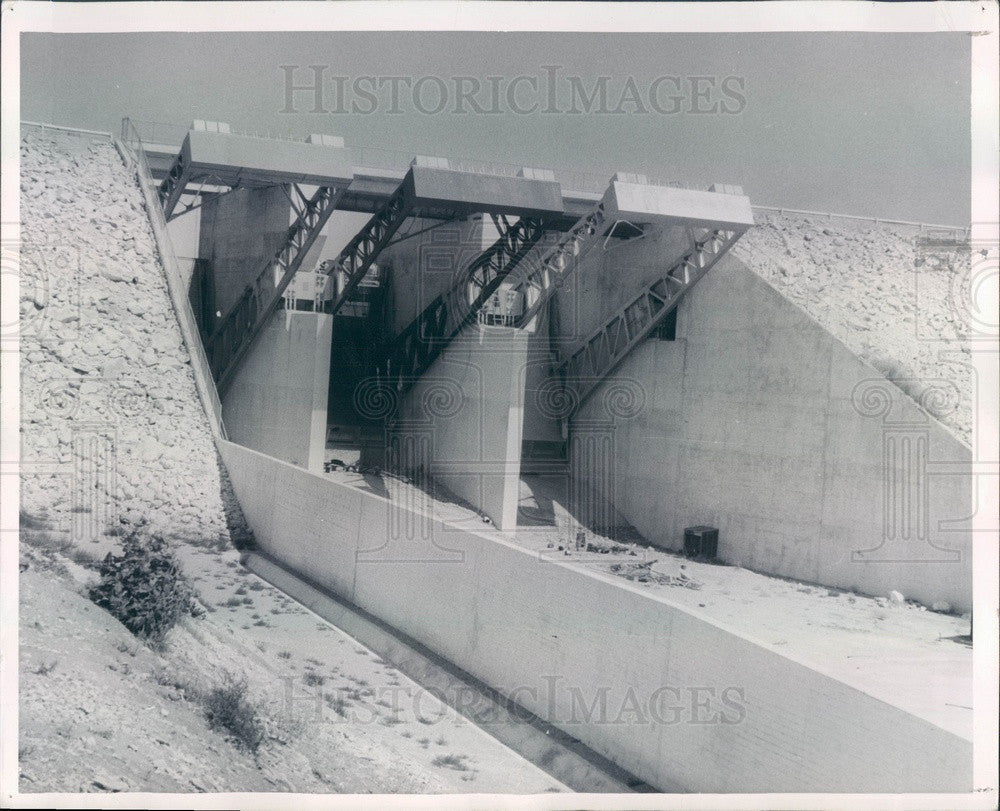 1956 Stockton, Kansas Webster Dam on Solomon River Press Photo - Historic Images