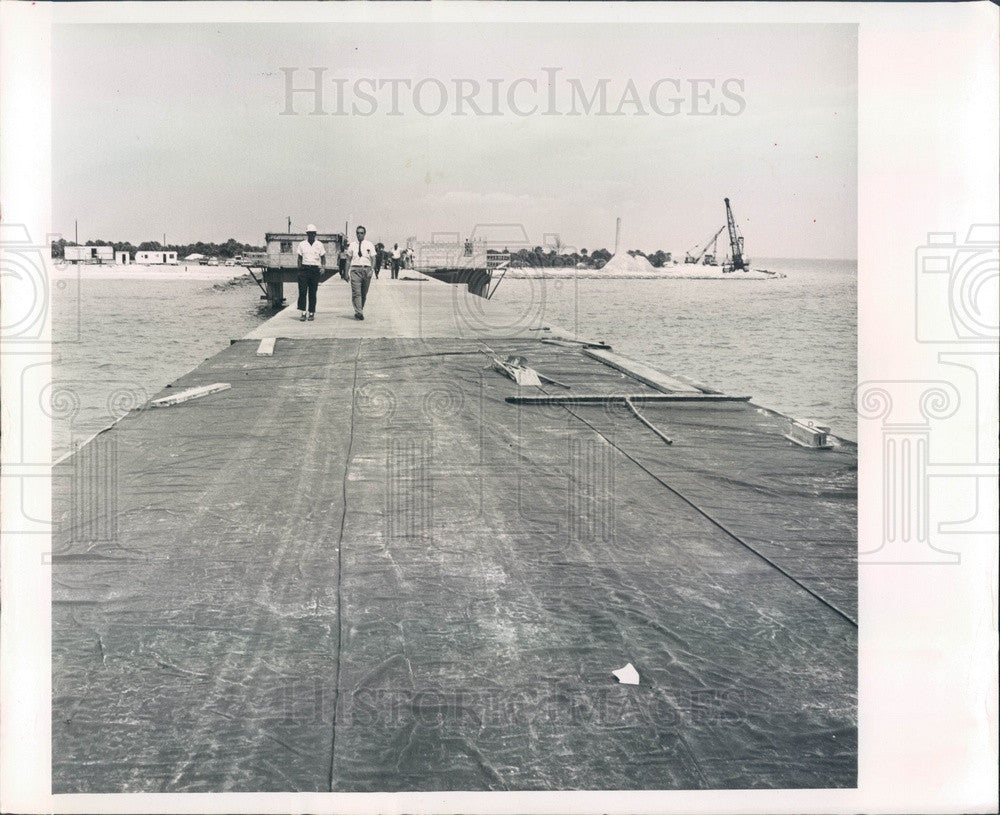 1964 Pinellas County, Florida Fort De Soto Park Fishing Pier &amp; Jetty Press Photo - Historic Images