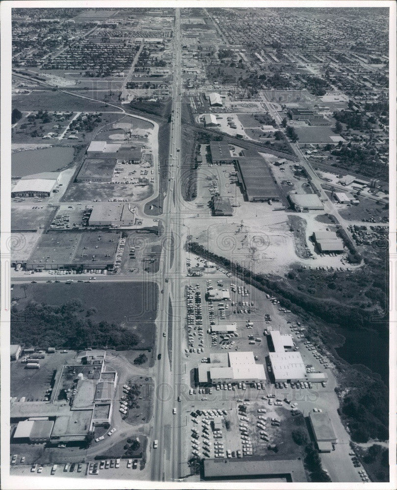 1970 St Petersburg, Florida Aerial View, S on US19 at 38 Ave N Press Photo - Historic Images