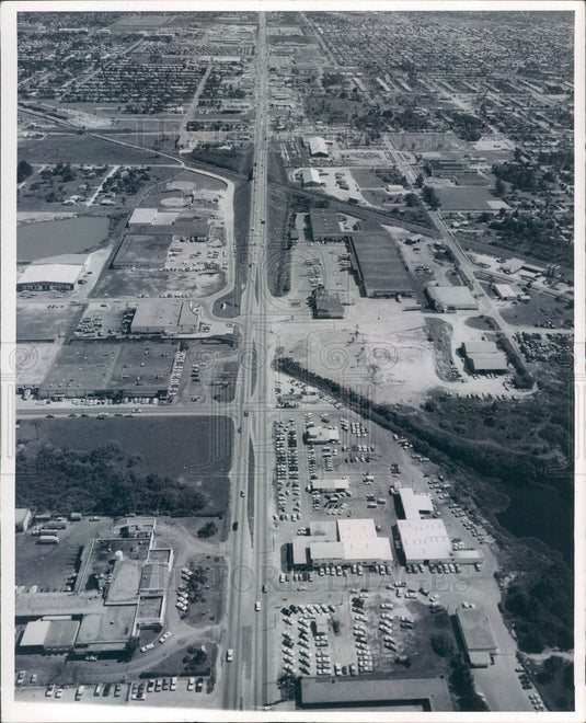 1970 St Petersburg, Florida Aerial View, S on US19 at 38 Ave N Press Photo - Historic Images