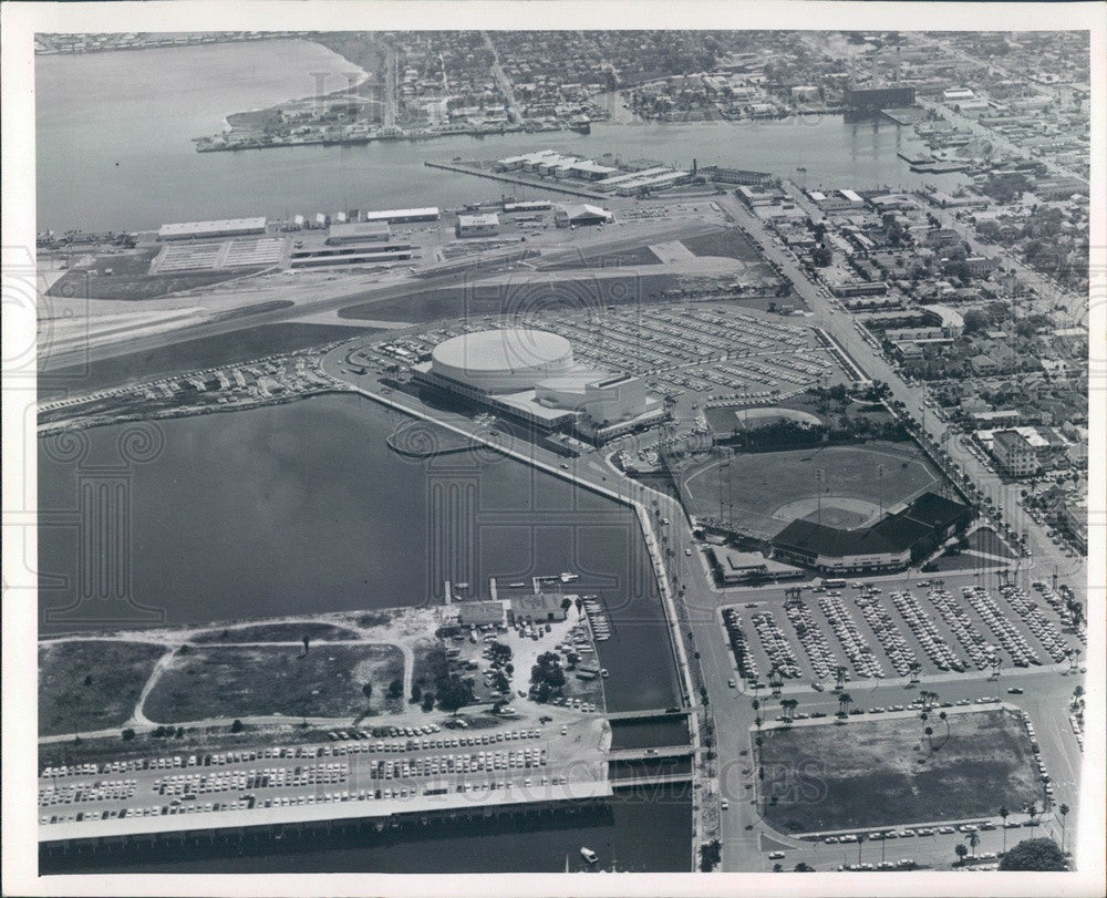 1966 St Petersburg, FL Aerial View, Bayfront Center, Al Lang Field Press Photo - Historic Images